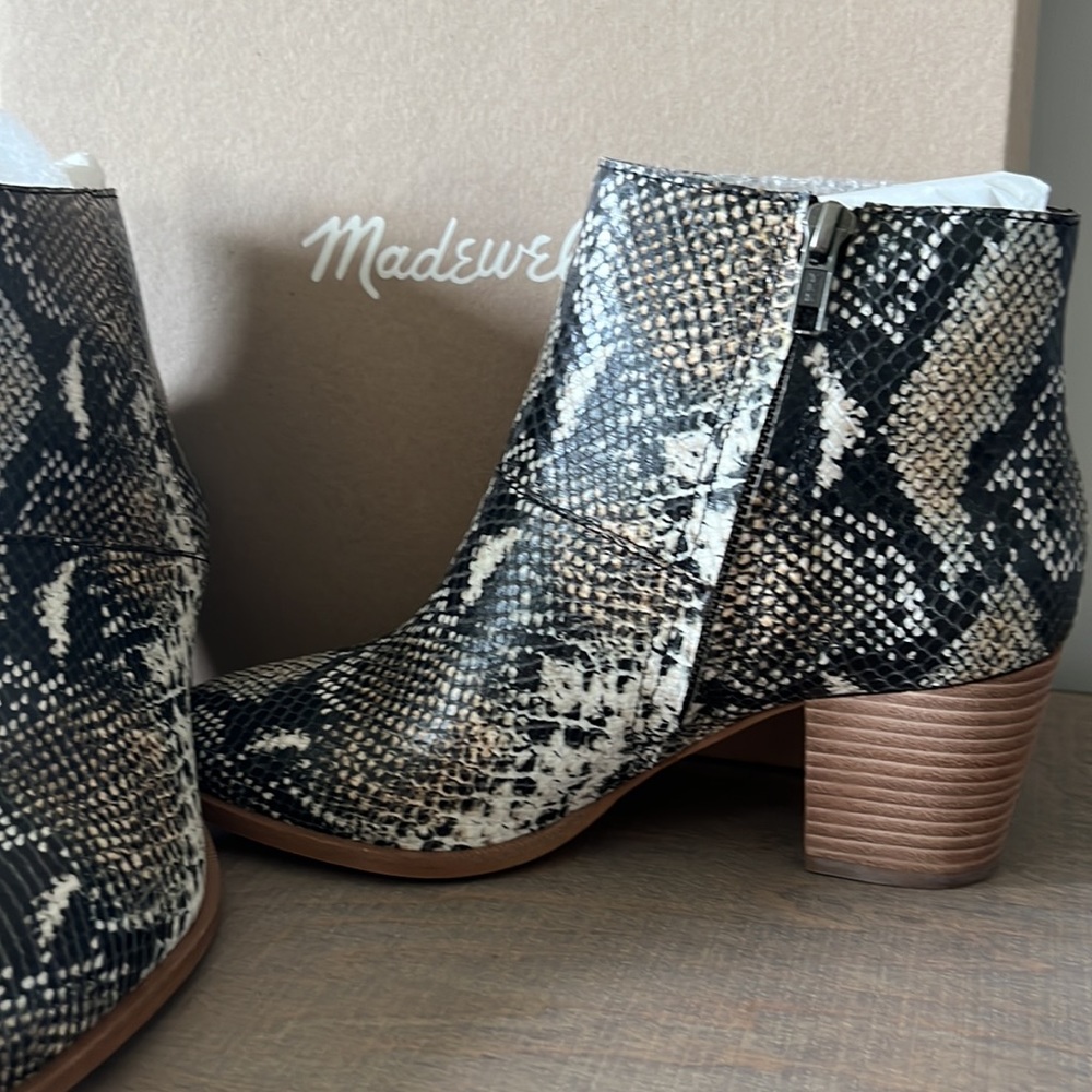 Madewell The Rosie Moonstone Multi Ankle Boots In Snake Embossed Leather - Picture 3 of 6